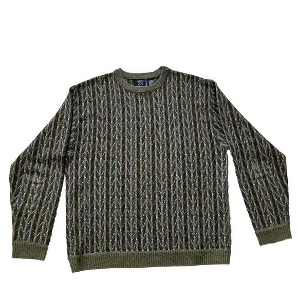 Jantzen Pullover Knit Sweater Geometric Stripe Acrylic Wool Blend Vintage 90s - Picture 2 of 6